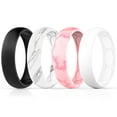 thumbnail image 1 of Mokani 4-Pack Breathable Designed Silicone Wedding Ring for Women, Size 4, 1 of 6