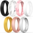 thumbnail image 1 of Mokani 7-Pack Breathable Designed Silicone Wedding Ring for Women, Size 9, 1 of 8