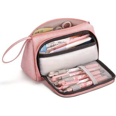 Mokani Canvas Pouch Pencil Case with Handle, Pink