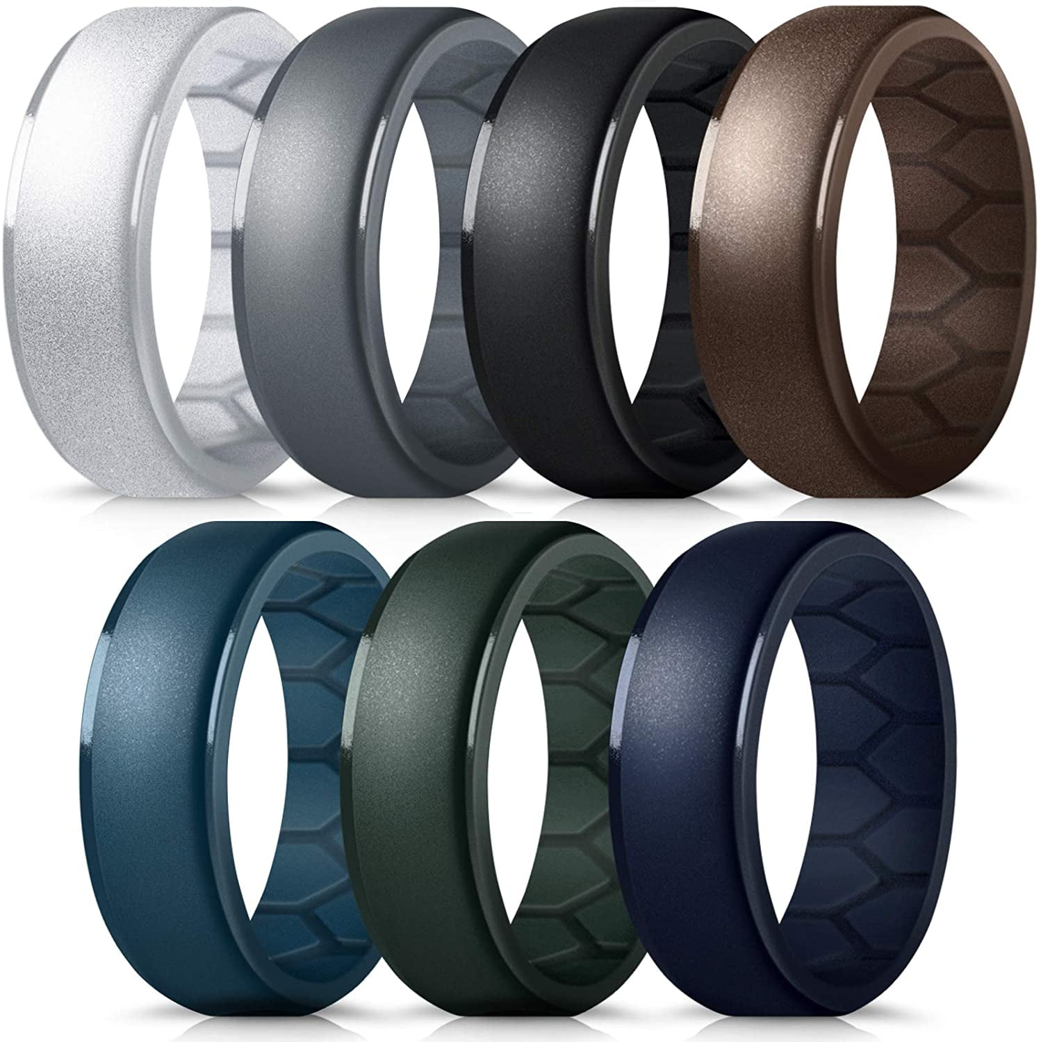 Mokani Silicone Wedding Ring for Men, Breathable Airflow Inner Curve ...