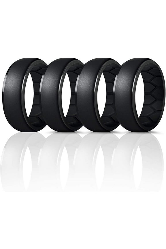 Silicone Wedding Ring for Men, Breathable Airflow Inner Curve, Mens' Rubber Wedding Engagement Bands, Size 7