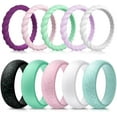 thumbnail image 1 of Mokani Silicone Wedding Ring for Women, 10-Pack Thin and Braided Rubber Band, Size 9, 1 of 7