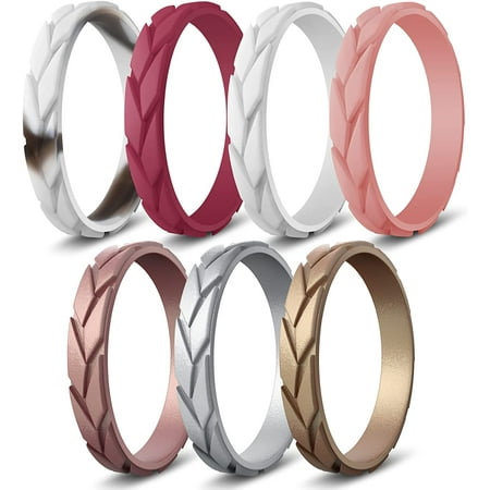 Mokani Silicone Wedding Ring for Women, Silicone Rubber Wedding Band Stackable Ring, Comfortable fit Silicone Ring, Size 6