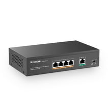 MokerLink 5 Port Gigabit Ethernet Switch with 4 Port PoE, 1 Gigabit UpLink, 10/100/1000Mbps, 78W 802.3af/at PoE, Fanless Plug & Play Network Switch