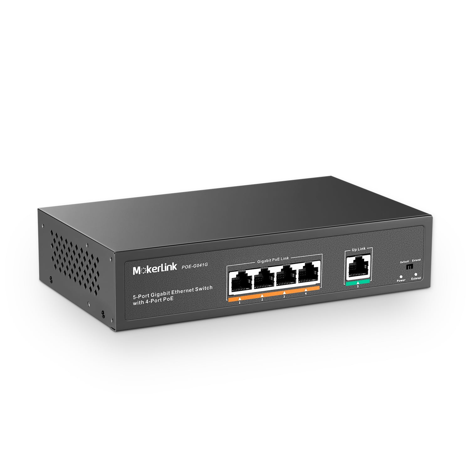 MokerLink 5 Port Gigabit PoE Ethernet Switch with 78 w 4 PoE Ports and 1 Uplink, Fanless