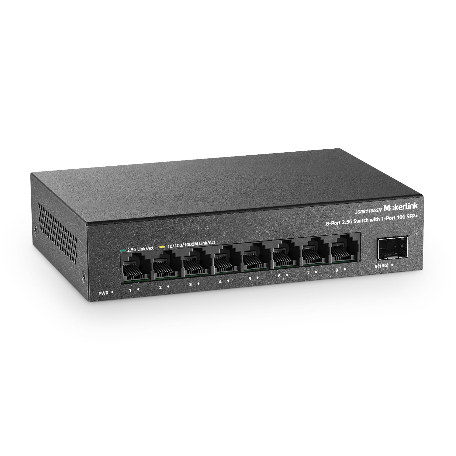 MokerLink 8 Port 2.5G Ethernet Switch with 10G SFP+ Slot, 8x2.5G Base-T Ports Compatible with 100/1000Mbps, Mini Size, Metal Unmanaged Fanless Multigigabit Network Switch