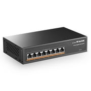 MokerLink 8 Port Gigabit PoE Switch with 8 Port PoE+, 10/100/1000Mbps, 120W 802.3af/at PoE, Fanless Plug & Play Network Switch