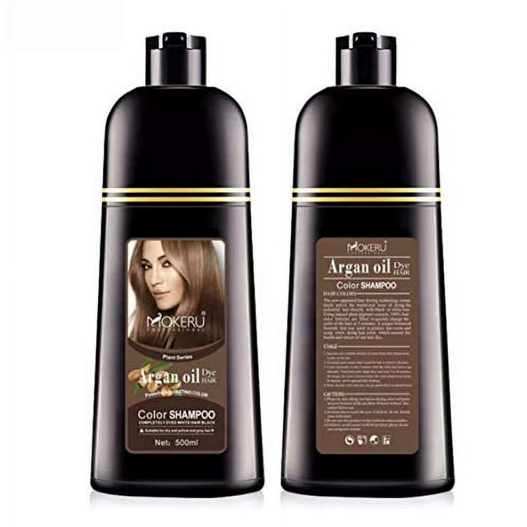 Mokeru Argan Oil Hair Dye Shampoo, 500ml, Dark Brown, For All Hair