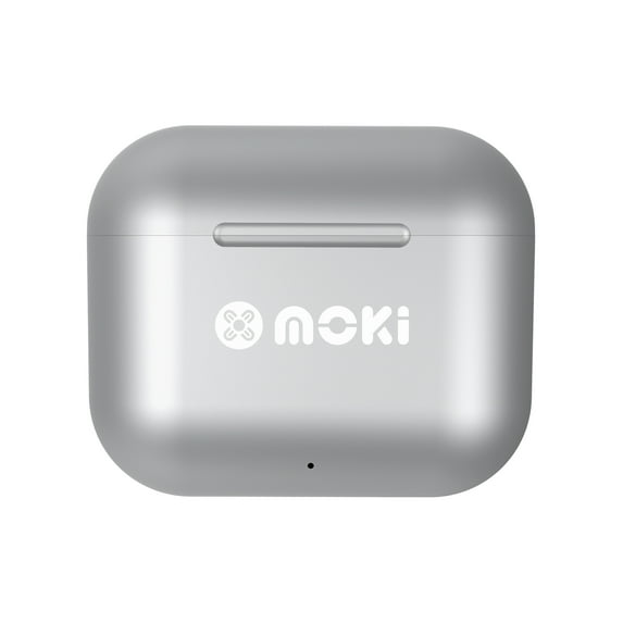 Moki Bluetooth True Wireless Headphones with Charging Case, Silver, ACC TWSMPSV