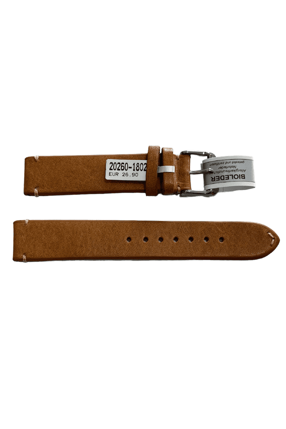 Mokka beige leather strap with stitch 18 mm