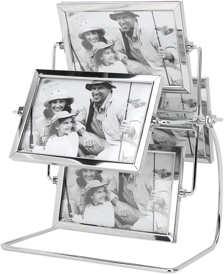 Moklor Rotating Photo Picture Frame, Metal Photo Frame Carousel Album ...
