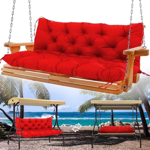 Mokoey 40" x 40" Red Solid Print Settee Outdoor Seating Cushion