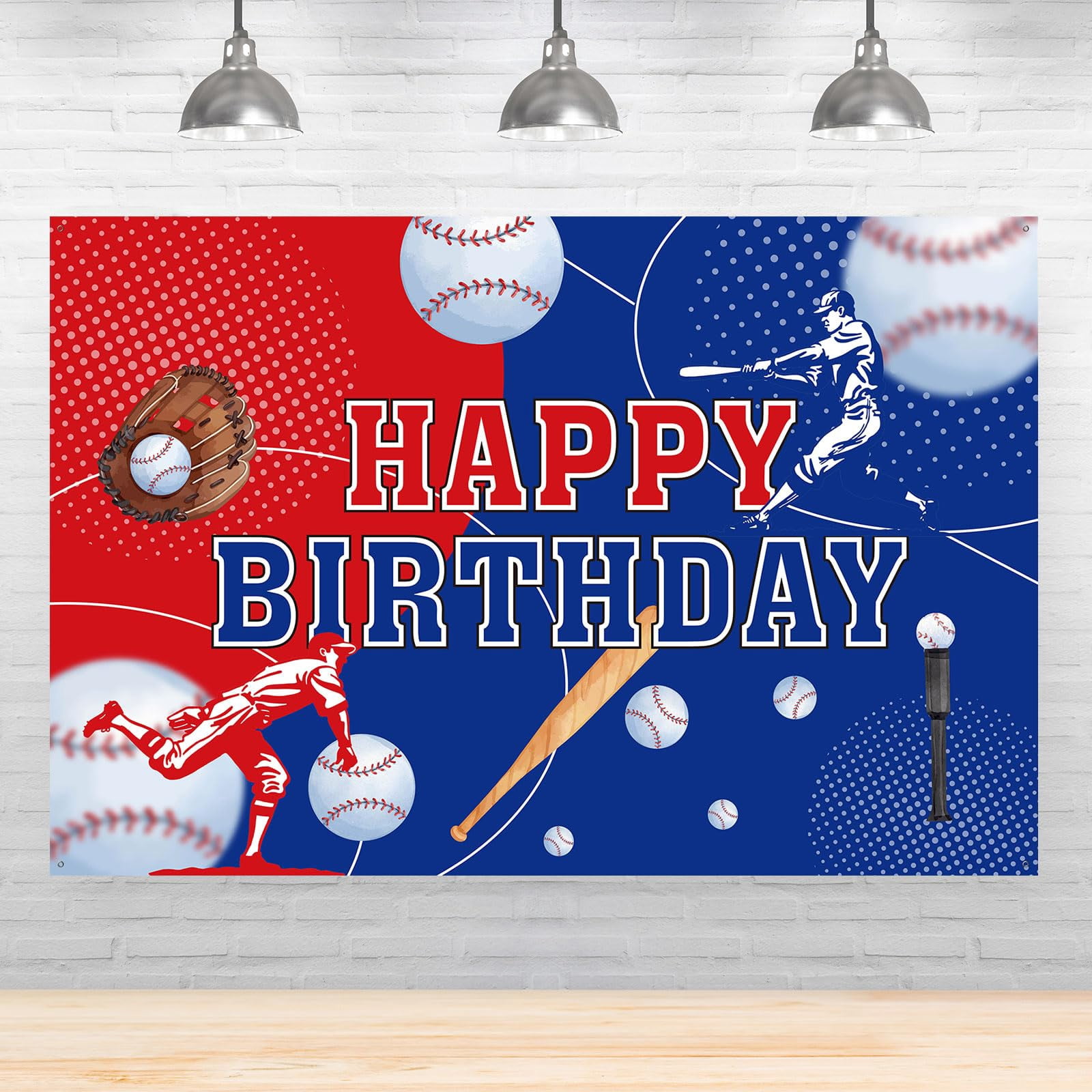 Mokonate Baseball Happy Birthday Backdrop Banner Baseball Birthday ...