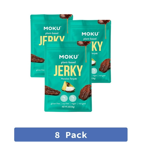 Moku Foods Inc Jerky Plant Based Hawaiian Teriyaki 2 Ounces Pack of 8
