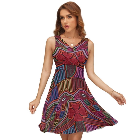 Mola De Panama Bird Dress Summer Street Style Dresses Female Sleeveless Printed Sundress
