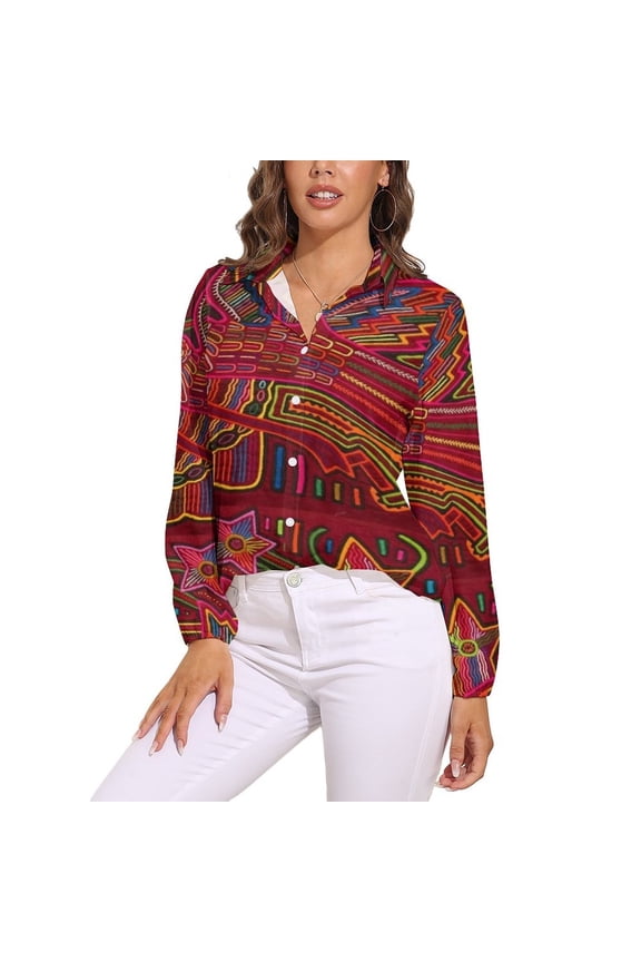 Mola De Panama Bird Flower Long Sleeve Blouse Woman Streetwear Casual Shirts Summer Oversize Woman Streetwear Clothing Birthday Present