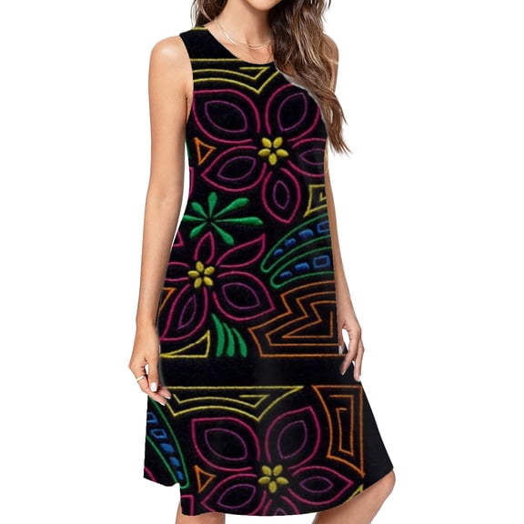 Mola De Panama Casual Sleeveless Loose Sundress Dress For Women Summer Dress Daily Woman