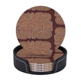 thumbnail image 1 of Mola De Panama Coasters With Leather Holder Set Of 6 Round Coasters for Home and Kitchen Decor, 1 of 1
