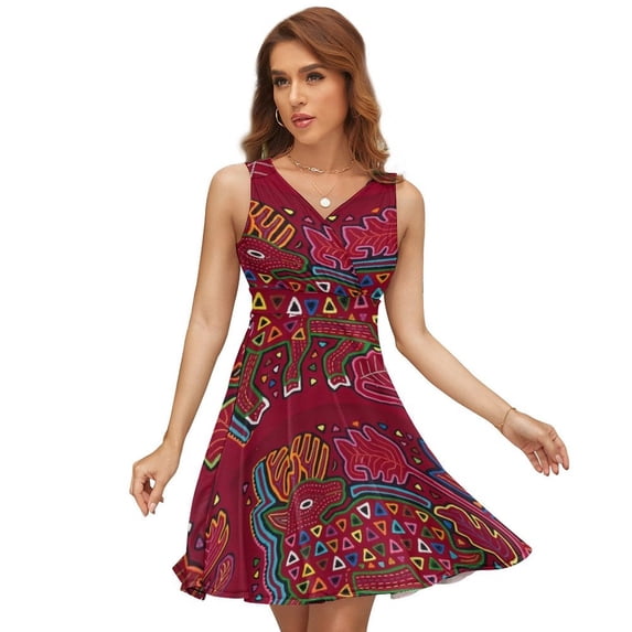 Mola De Panama Deer Sleeveless Dress Women Summer Evening Dresses Ladies Sundress