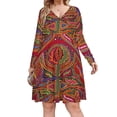 thumbnail image 1 of Mola De Panama Flower Long Sleeve Dresses For Women Vintage Elegant Party Dress Oversized V-neck Dress S-8XL, 1 of 7