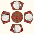 thumbnail image 1 of Mola de Panama Flower Round Table Placemats Set Of 5 Wedge Table Mats Washable Heat Resistant Place Mat For Dining Table Kitchen Farmhouse Restaurant, 1 of 6