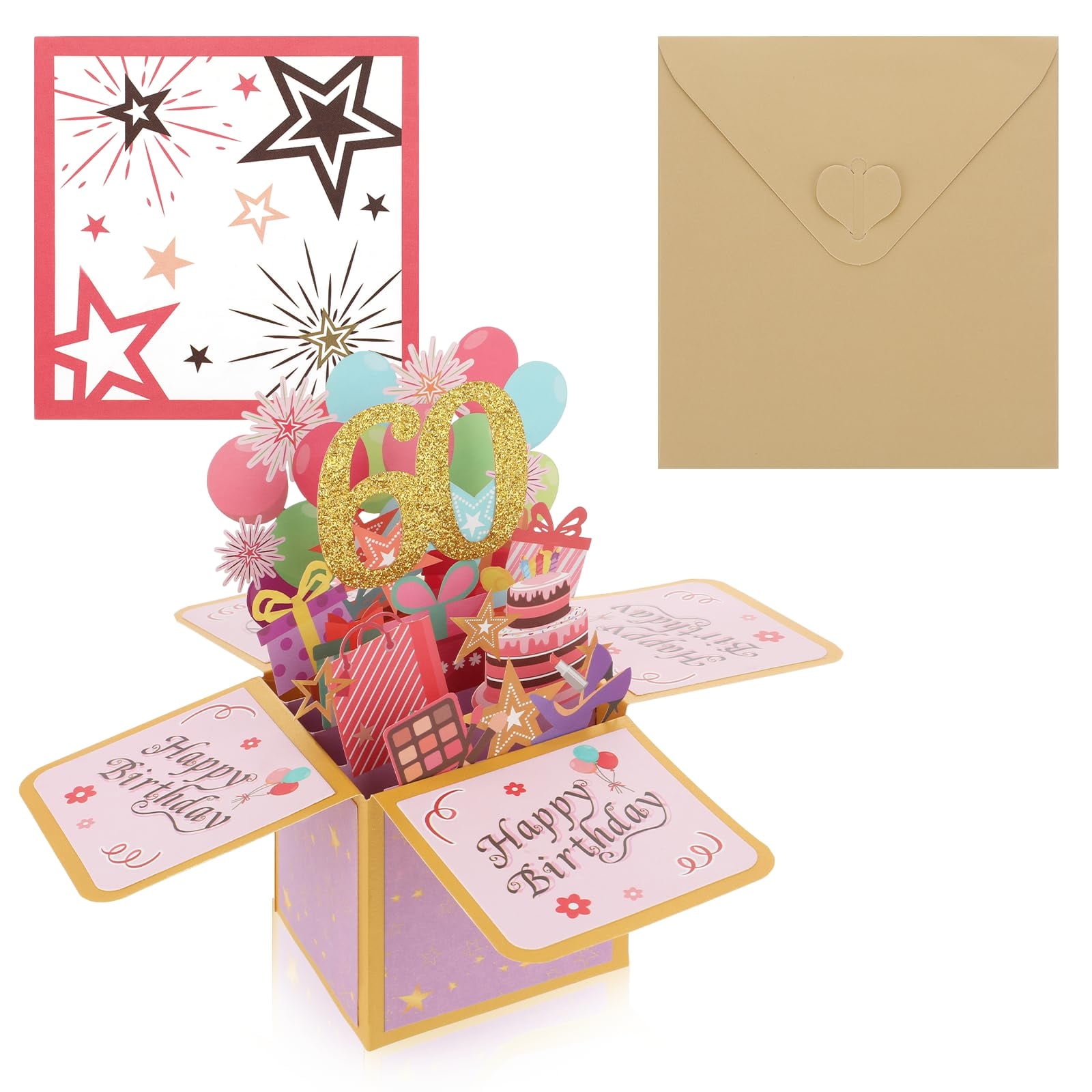 Molain 60th Birthday Card, Happy 60th Birthday Pop-Up Card for Women ...