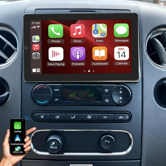 Molaner 10.1 Inch Double Din Car Stereo for Ford F-150 2004-2008 Fit for Wireless CarPlay & Android Auto,Android 15 Rotatable Screen,Mirror Link Bluetooth FM SWC,2+32G