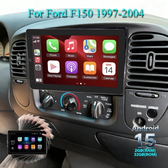 Corfhy 10.1 Inch Double Din Car Stereo for Ford F150 1997-2004 Fit for Wireless CarPlay & Android Auto,Android 15 Rotatable Screen,Mirror Link Bluetooth FM SWC,2+32G