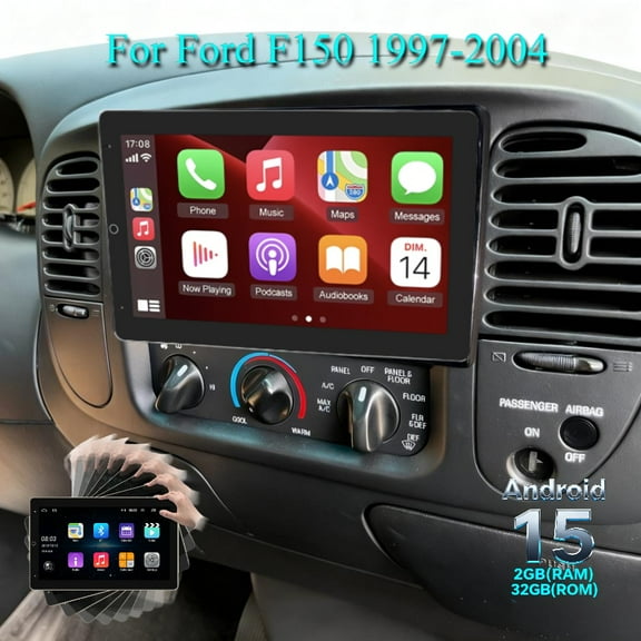 Molaner 10.1 Inch Double Din Car Stereo for Ford F150 1997-2004 Fit for Wireless CarPlay & Android Auto,Android 15 Rotatable Screen,Mirror Link Bluetooth FM SWC,2+32G