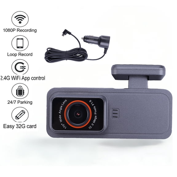 Molaner 1080P Dash Cam Front for Cars, 1.47" with 170 Wide Angle, Wi-Fi App Control, 24/7 Parking Mode, G-Sensor Loop Recording, Night Vision,32GB Card