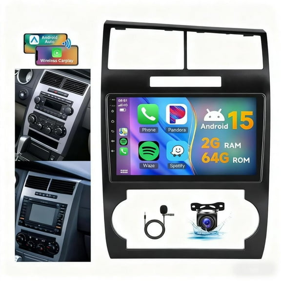Corfhy 2+64G Android 15 Car Stereo for Dodge Challenger Charger 2005-2007, 9" Touchscreen Car Radio Fit for Wireless Carplay Android Auto SWC Split Screen Mirror Link