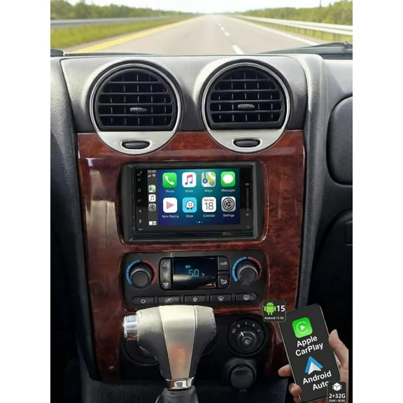Molaner 7" Car Stereo for GMC Envoy 2002-2009 Android 15 Fit for Wireless Carplay Android Auto Android Touchscreen Car Radio Replacement with GPS Navigation Bluetooth WiFi, 2+32G