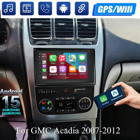 Molaner 7" Double Din Car Stereo for GMC Acadia 2007-2012, Android 15 Fit for Carplay Android Auto Touch Screen Support GPS Navigation WiFi BT SWC,2+32G