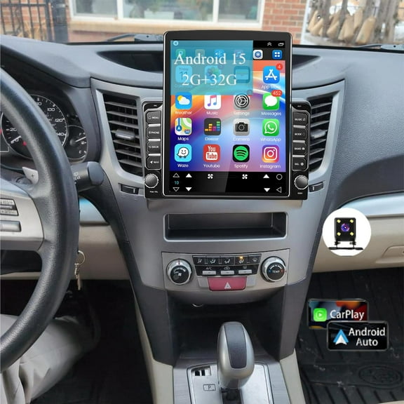 Molaner 9.7" Double Din Car Radio for Subaru Outback Legacy 2009-2014 Fit for Wireless Carplay&Android Auto with Android 15 Touchscreen Stereo Support Bluetooth/GPS/WiFi/SWC/FM, 2+32G
