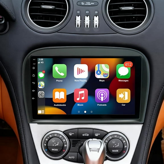 Corfhy 9" Double Din Car Stereo for Mercedes Benz SL Class R230 2005-2012, Android 15 Fit for Carplay Android Auto Touch Screen Support GPS Navigation WiFi BT SWC,2+64G