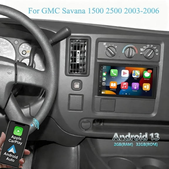 Molaner Android 13 2+32G Car Stereo for GMC Savana 1500 2500 2003-2006, Fit for Carplay Android Auto 7 inch Touch Screen WiFi Bluetooth GPS FM