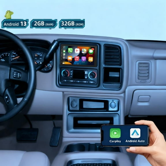 Molaner Android 13 2+32G Car Stereo for GMC Yukon 2004-2006, Fit for Carplay Android Auto 7 inch Touch Screen WiFi Bluetooth GPS FM
