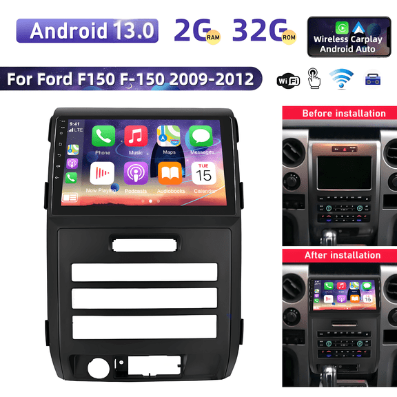 Corfhy Android 13 Car Radio Stereo for Ford F150 F-150 2009-2014, 9 inch Touch Screen Head Unit with Carplay/Android Auto SWC GPS WiFi Bluetooth FM RDS DSP Free Backup Camera 2+32G