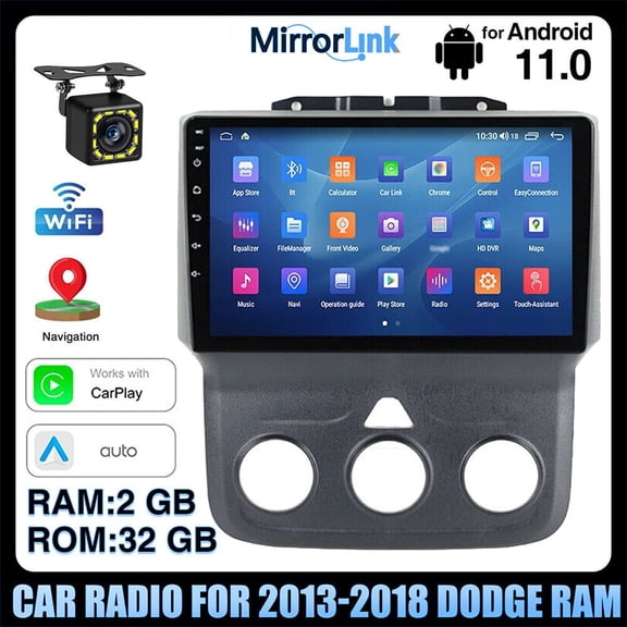 Corfhy Android 13 Car Radio Stereo for RAM 1500/2500/3500 2013-2019, Built in Carplay/Android Auto 9" Head Unit with DSP BT GPS FM WiFi Manual AC only, 2+32G