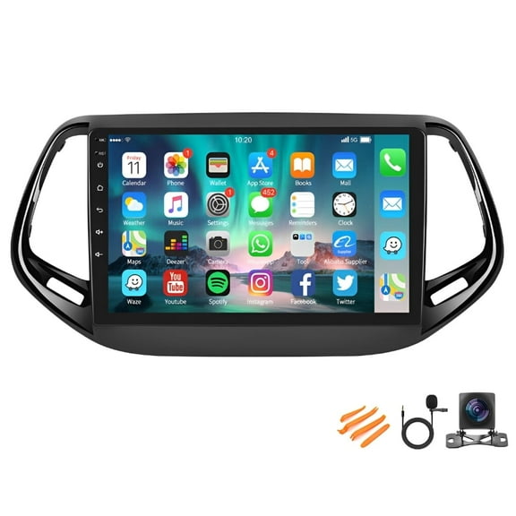 Corfhy Android 13 Car Radio Stereo for Jeep Compass 2017-2019 with Wireless Carplay&Android Auto 9 inch Touch Screen WiFi GPS Bluetooth,2+32G