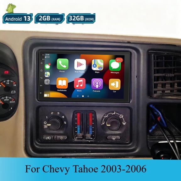 Molaner Android 13 Car Stereo 7 inch for Chevy Tahoe 2003-2006 Fit for Carplay Android Auto Support GPS Navi WiFi Bluetooth, 2+32G