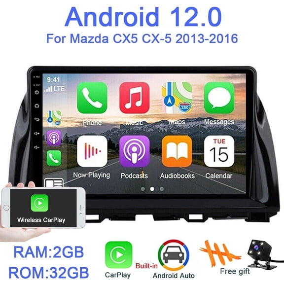 Corfhy Android 13 Car Stereo for Mazda CX5 CX-5 2013-2016 with Wireless Apple Carplay Android Auto,9" Touchscreen with GPS Navigation,WiFi,Bluetooth,FM/RDS Radio,SWC, 2+32G