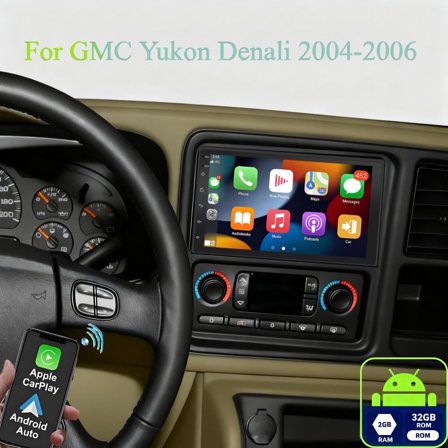 Molaner Android 13 Double Din Car Stereo for GMC Yukon Denali 2004-2006, 7 inch Touch Screen Fit for Carplay Android Auto GPS/Bluetooth/FM/Steering Wheel Control, 2+32G