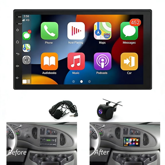 Corfhy Android 13 for Ford E150 E250 E350 Super Duty 1998-2008 Car Stereo with Wireless Fit for Carplay Android Auto 7 inch Touch Screen Head Unit Navi GPS Multimedia WiFi SWC,2+32G
