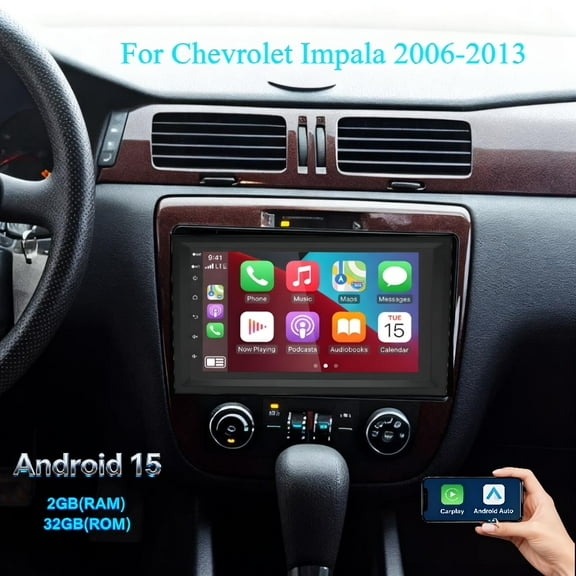 Molaner Android 15 2+32G Car Stereo for Chevrolet Impala 2006-2013, Fit for Carplay Android Auto 7 inch Touch Screen WiFi Bluetooth GPS FM