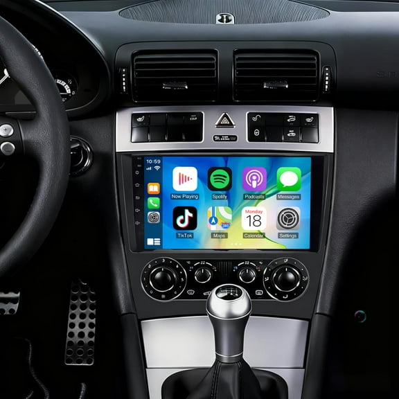 Molaner Android 15 Car Stereo 9 inch for Mercedes Benz C Class W203 2003-2009 Fit for Carplay Android Auto Support GPS Navi WiFi Bluetooth, 2+64G