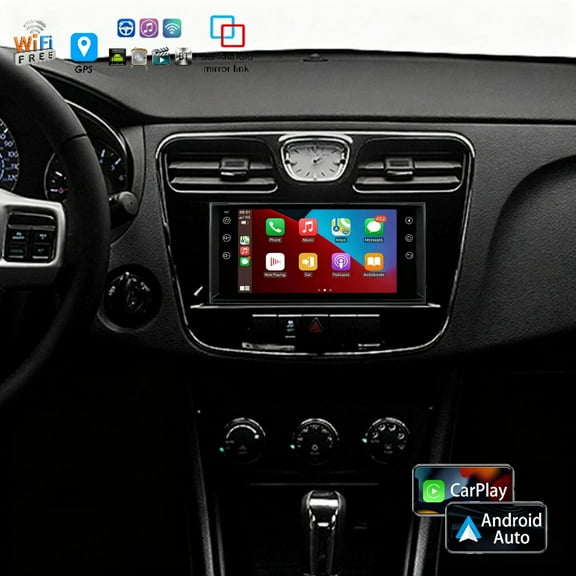 Molaner Android 15 Double Din Car Stereo for Chrysler 200 2011-2014 with 7 inch Touchscreen Radio Fit for Wireless Carplay/Android Auto/GPS/Bluetooth/FM/AUX-in/Steering Wheel Controls, 2+32G