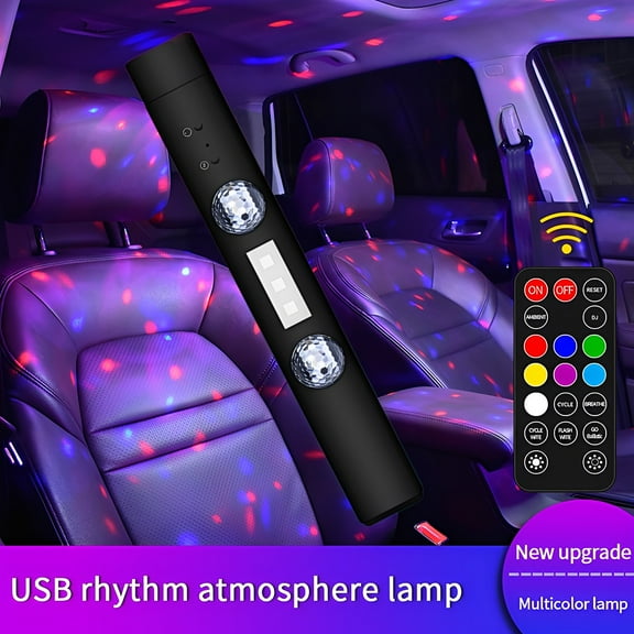 Corfhy Car Interior Ambient Lights, Wireless Multicolor Car Strip Lights USB Rechargeable Multicolor RGB LED Strip Light with Remote Control, Can Hold