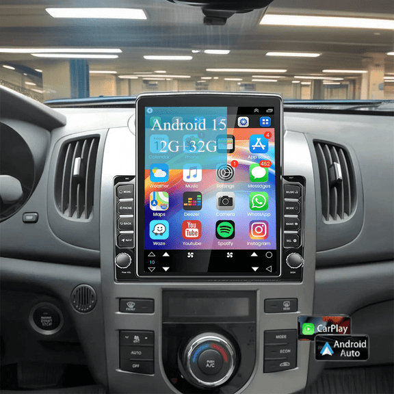 Corfhy Car Radio for Kia Forte 2010-2013 Fit for Wireless Carplay Android Auto, 9.7 inch Android 15 Touchscreen Head Unit with GPS Bluetooth WiFi, 2+32G