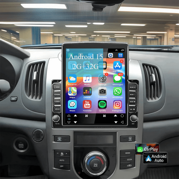 Molaner Car Radio for Kia Forte 2010-2013 Fit for Wireless Carplay Android Auto, 9.7 inch Android 15 Touchscreen Head Unit with GPS Bluetooth WiFi, 2+32G